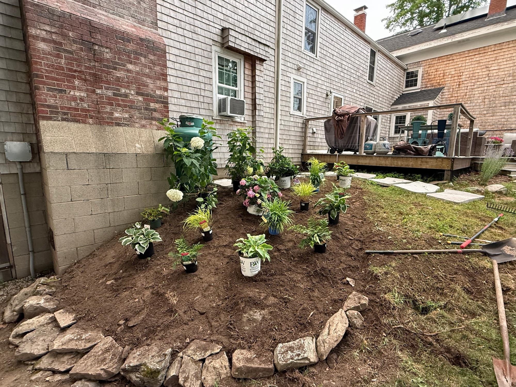 Freshly installed planting bed ready for its first season